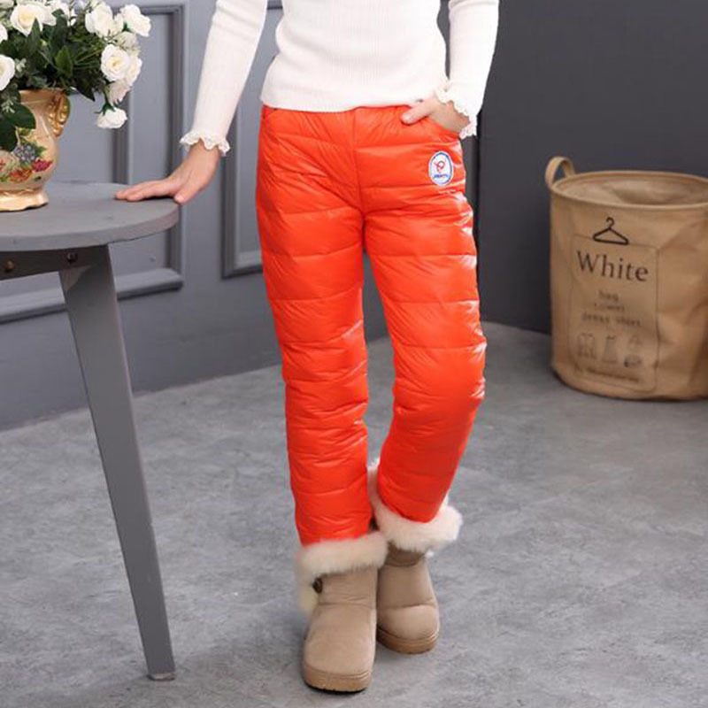 Winter Warm Kids Pants Waterproof Trousers Duck Down Girls Leggings Children Clothing Thicken Pantalon Fille Leggins Enfant LJ201019