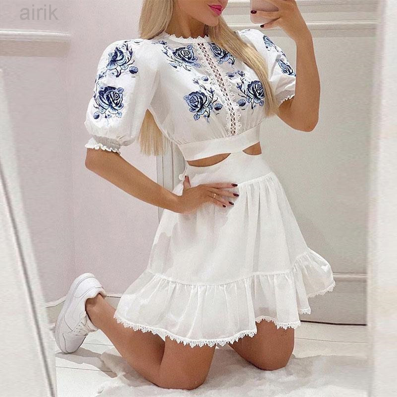 Casual Dresses Women Sexy Hollow Dress Fashion Puff Sleeve Blue Rose Print Temperament A Line Mini Wrap Sundress Boho Beach, White
Casual Dresses Women Sexy Hollow Dress Fashion Puff Sleeve Blue Rose Print Temperament A Line Mini Wrap Sundress Boho Beach, White