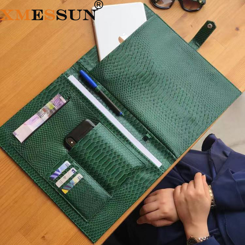XMESSUN Fashion Customized Folders File Laptop Embrossed Python Leather Pouch For Macbook Air Pro 13 inch 2020 Trendy Bag Q1106