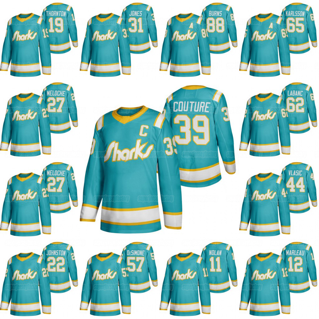 2020 San Jose Sharks Logan Couture Vintage Teal Jersey Brent Burns Joe Thornton Marc-edouard Gilles Meloche Timo Meier Marleau Joey Johnston, Youth size s-xl
2020 San Jose Sharks Logan Couture Vintage Teal Jersey Brent Burns Joe Thornton Marc-edouard Gilles Meloche Timo Meier Marleau Joey Johnston, Youth size s-xl