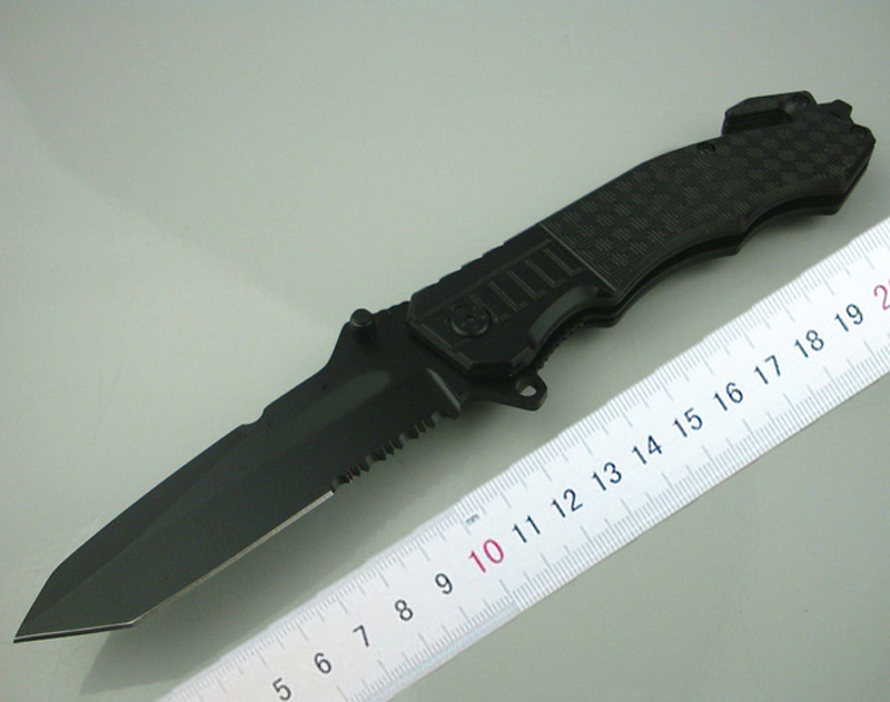 Top Quality 229 survival Folding 7Cr17 58HRC Black blade Outdoor hunting knife knives with Retail Paper box