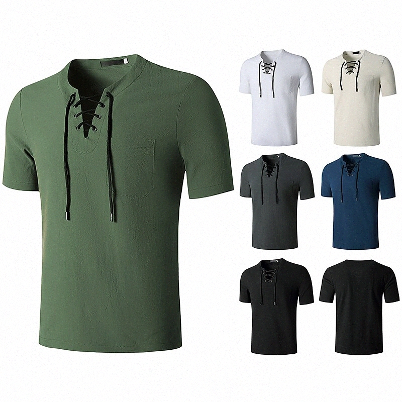 T-shirt T-shirt pour hommes Non-Impression Solide Coloré Plus Taille V tanière Daily Manches courtes Tops à manches courtes Blanc Black Army Gree