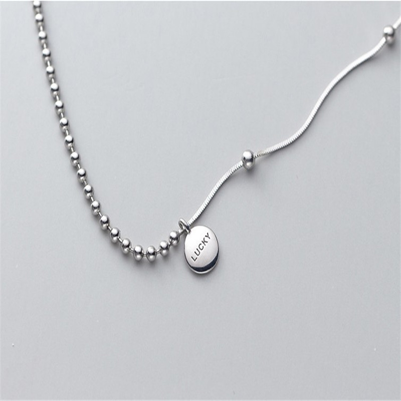 Authentic 925 Sterling Silver Necklaces&Pendants Mix Snake Bead Choker Chain Round Circle Pendant Necklace For Women Girls