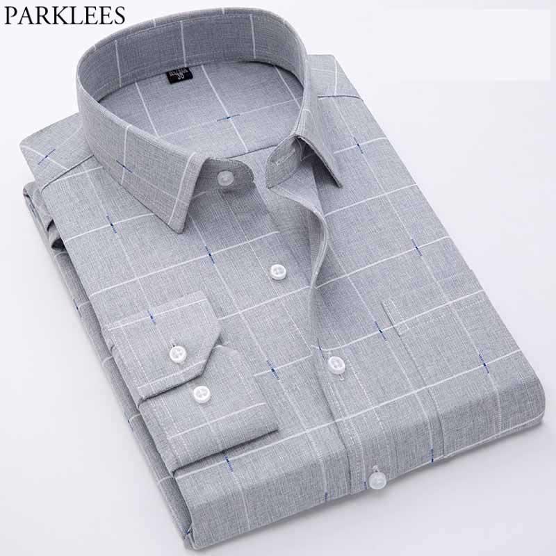 Gray Plaid Bamboo Dress Shirt Men 2021 Spring New Slim Fit Long Sleeve Shirts Mens Casual Button Down Wrinkle Free Chemise Homme, 85162
Gray Plaid Bamboo Dress Shirt Men 2021 Spring New Slim Fit Long Sleeve Shirts Mens Casual Button Down Wrinkle Free Chemise Homme, 85162
