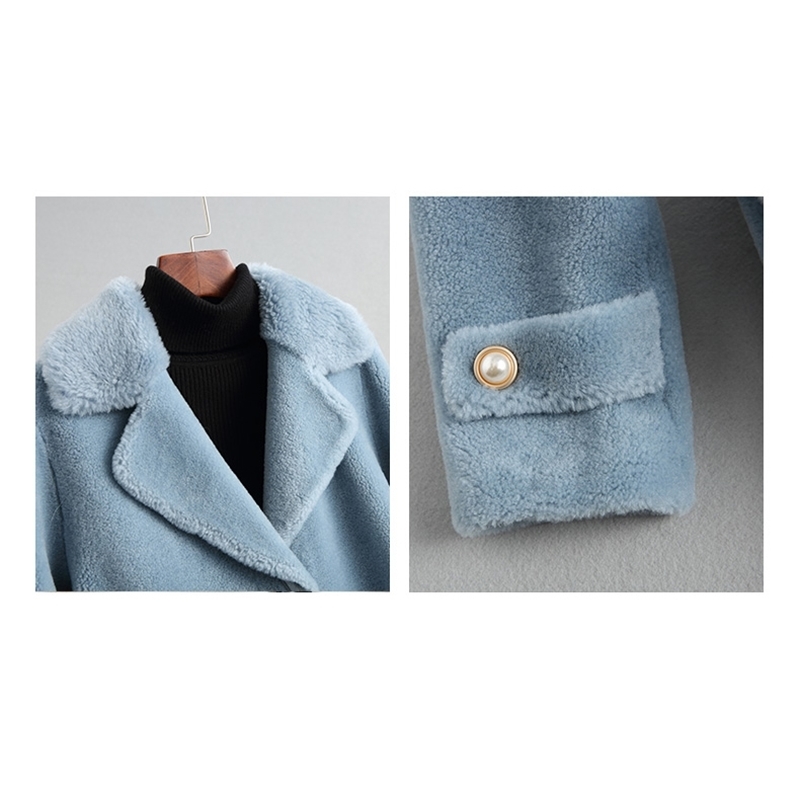 New Women Winter Real Fur Overcoat Sheep Shearing Lady Casual Warm natural Sheep Lamb Wool Fur Coat long big size F1133 201112