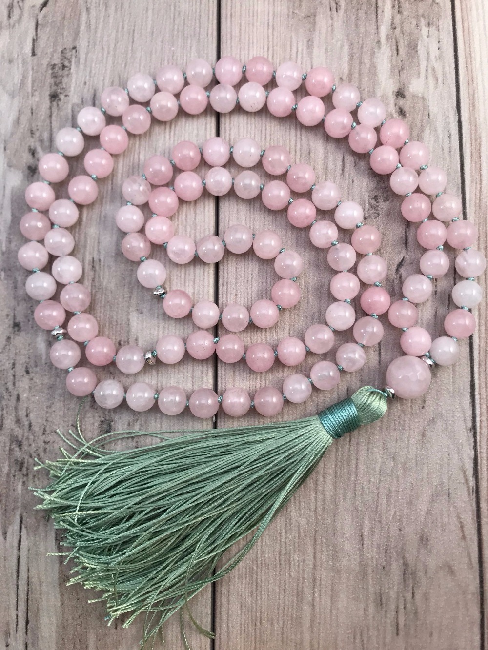 108 Mala Bead Necklace RoseQuartz Knotted Necklace Yoga Mala meditation Beads Mens Jewelry Prayer Necklaces Tassel Necklaces 201014