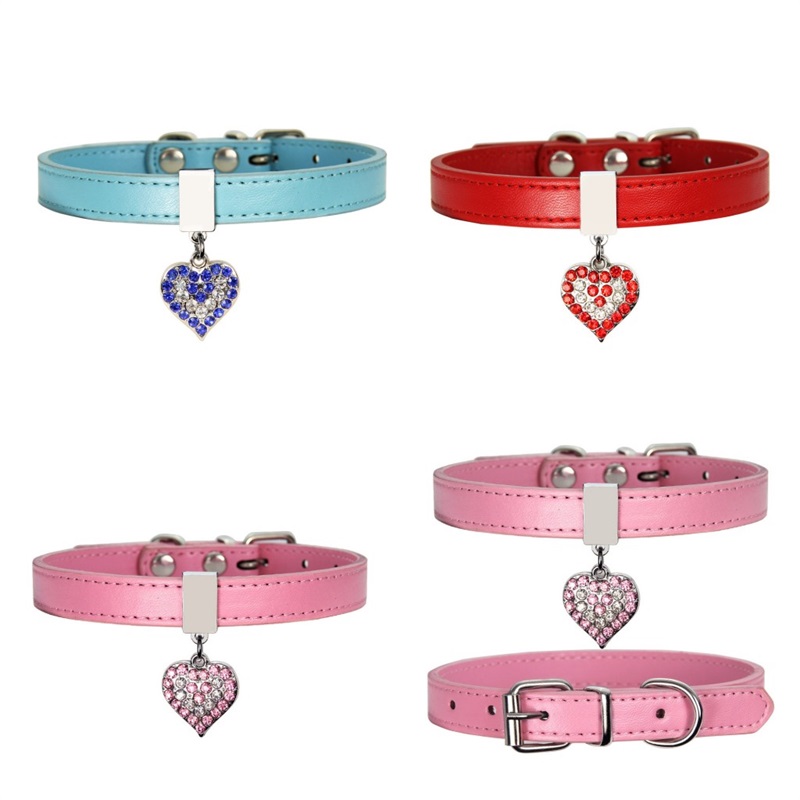 Pet Dog Collar With Diamond Heart Bell Fashion PU Leather Pet Dog Cat Collars Small Dog Neck Adjustable Strap 39 p2
Pet Dog Collar With Diamond Heart Bell Fashion PU Leather Pet Dog Cat Collars Small Dog Neck Adjustable Strap 39 p2