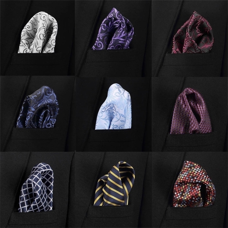 Vangise Mens Pocket Squares Solid Pattern Blue Handkerchief Fashion Hanky For Men Business Suit Accessories 22cm*22cm T200618