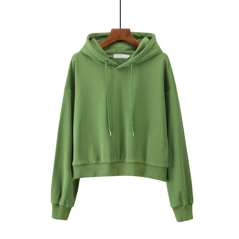 4 Solid Color Cropped Hoodie Women Autumn New Korean Chic Harajuku Sweatshirt Yellow Thin XS-L Womens Hooded Hoodies Loose 201008