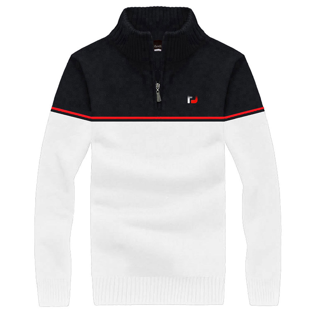 Golf Apparel F J New Men's Rabbit Cashmere Half-Zip Stand-Up Collar Golf Sweater Golf T-Shirt Color-Block Sweater Free Shipping 201012