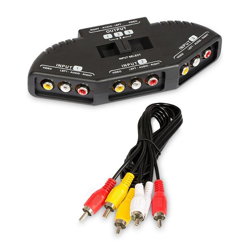 RCA Splitter with 3-Way Audio, Video RCA Switch Box + Cable for Connecting 3 Output Devices to Your TV
RCA Splitter with 3-Way Audio, Video RCA Switch Box + Cable for Connecting 3 Output Devices to Your TV