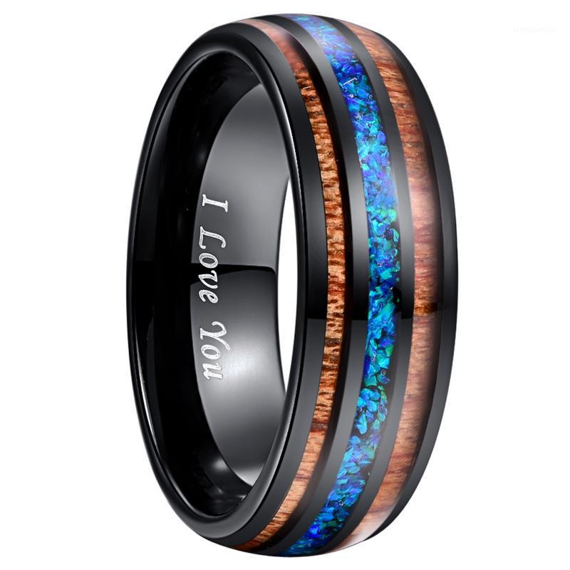Cluster Rings 8mm Luxury Black Tungsten Carbide Ring Blue Opal Inlay Wood Men Women Wedding Engagement Bague Homme, Golden;silver
Cluster Rings 8mm Luxury Black Tungsten Carbide Ring Blue Opal Inlay Wood Men Women Wedding Engagement Bague Homme, Golden;silver
