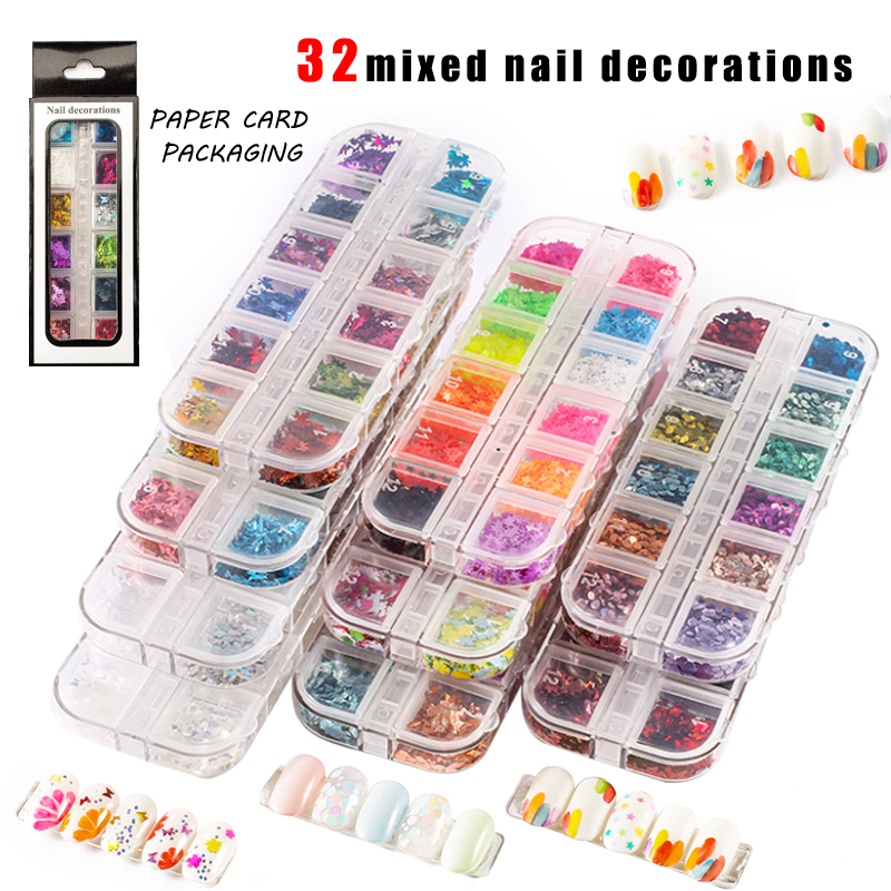 12 grids/box mixed alphabet butterfly nail art sequins 32 kinds of sparkling sequin decals nail art decoration set
12 grids/box mixed alphabet butterfly nail art sequins 32 kinds of sparkling sequin decals nail art decoration set