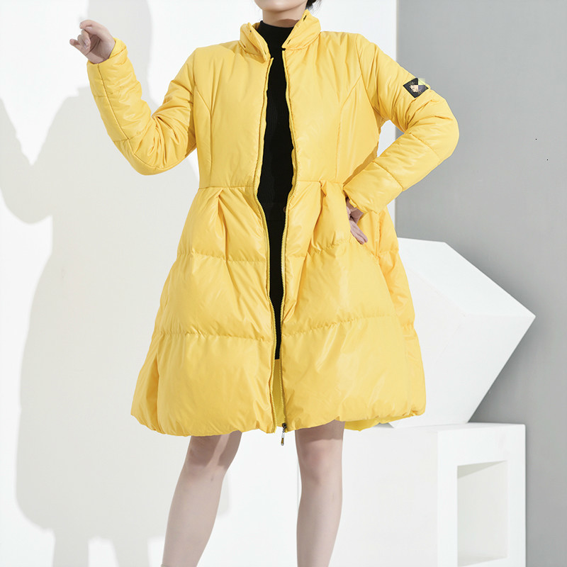 SHENGPALAE 2020 New Winter Autumn Coat Black Stand Collar Large Hem Fashion Women Vintage Keepwarm Thin Jacket FF510 T200114