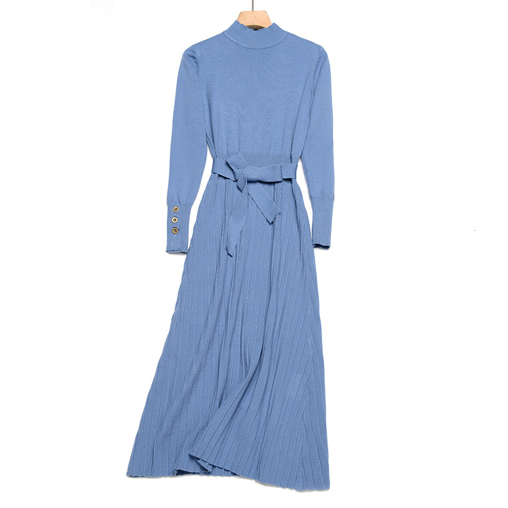 2021 New Elegant Long Sleeve O-neck Sweater Women Thick Autumn Winter Female Slim Ol A-line Pearl Dress with Belt Iktk, Blue
2021 New Elegant Long Sleeve O-neck Sweater Women Thick Autumn Winter Female Slim Ol A-line Pearl Dress with Belt Iktk, Blue