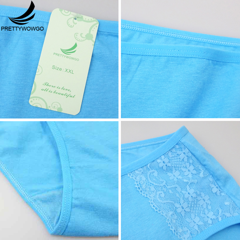 6 Pcs/Lot Plus Size Women's Appare High Waist Solid Color Women Cotton Lace Briefs Panties XXL 3XL 4XL 6957 201112