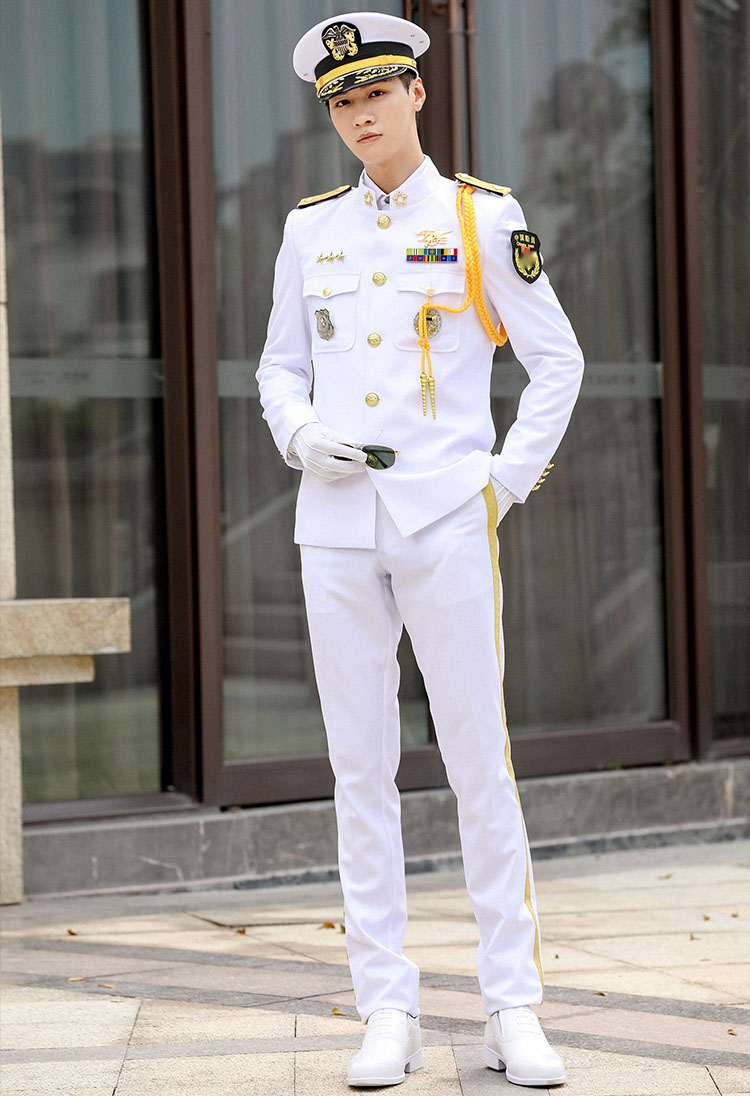 International Seafarer Spring Autumn Security Concierge Standard Uniform Stand Collar Crew Captain Uniform Black White Suits