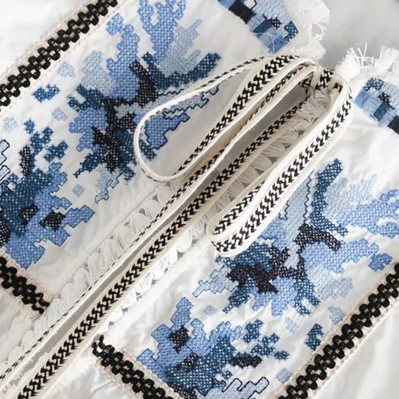 Women Embroidery Stitching Tassels Decoration Jacket Leisure Long Sleeve Coat Loose tops fashion Streetwear Outerwear T200319