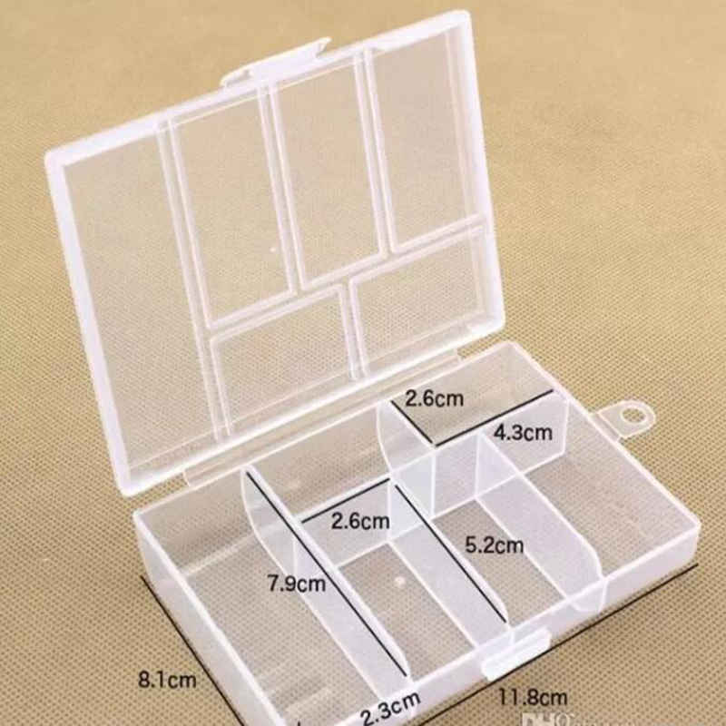Empty 6 Compartment Plastic Clear Storage Box For Jewelry Nail Art Container Sundries Organizer