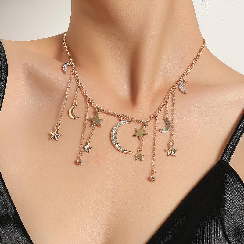Sweet Moon Crystal Necklaces For Women Fashion Gold Color Neck Chains Necklace Star Horn Crescent Choker Necklaces Jewelry
Sweet Moon Crystal Necklaces For Women Fashion Gold Color Neck Chains Necklace Star Horn Crescent Choker Necklaces Jewelry
