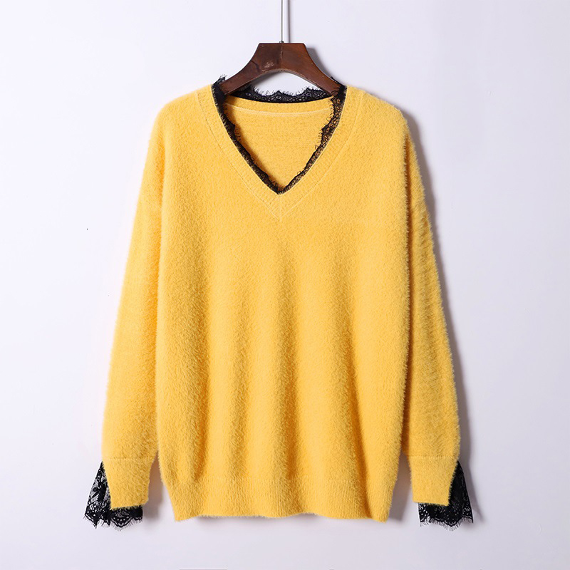 2021 New Lace Stiching Women v Neck Sweater Autumn Winter Long Sleeve Woman Pullovers Top Elegant Knitted Female Jumper Christmas Cbtv, Yellow
2021 New Lace Stiching Women v Neck Sweater Autumn Winter Long Sleeve Woman Pullovers Top Elegant Knitted Female Jumper Christmas Cbtv, Yellow