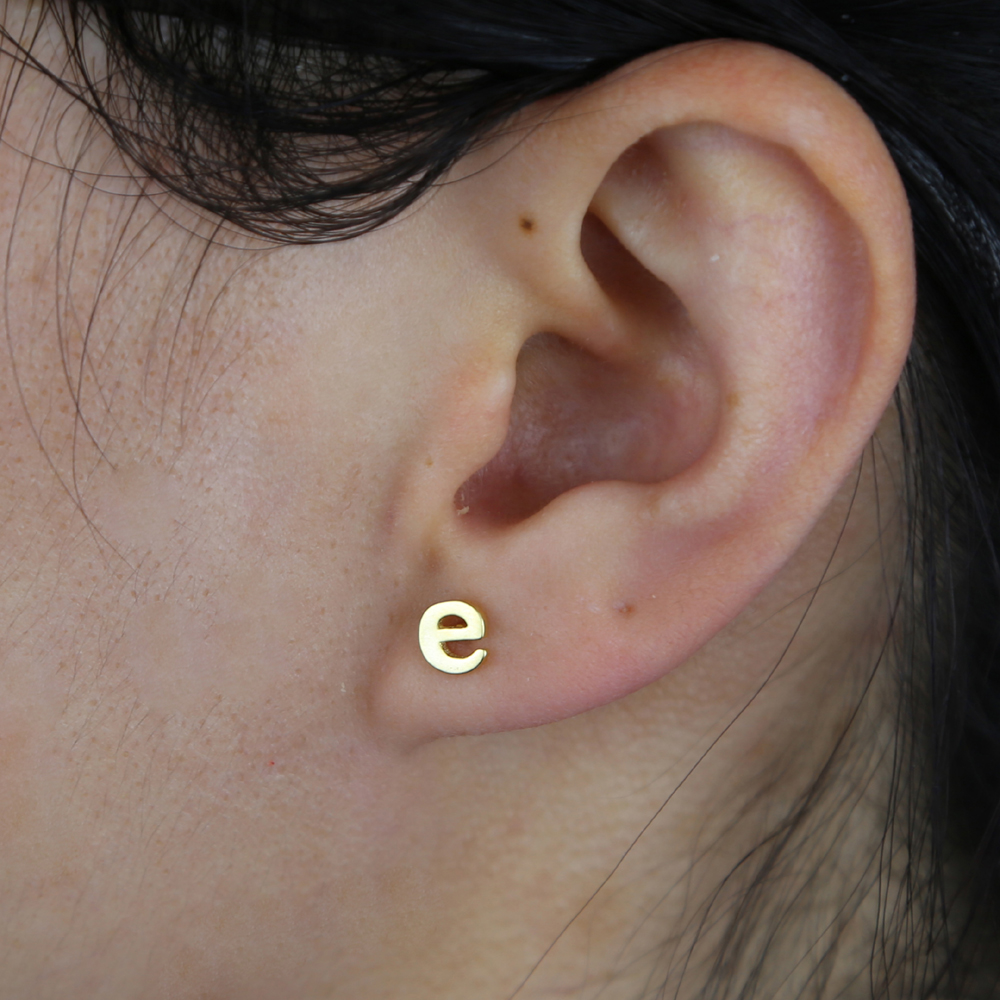 Real 925 Sterling Silver Mini Small Letter Stud Earring 26 Alphabet Initial Earring Diy Name Letter Gold Color Cute Stud Fashion Jewelry