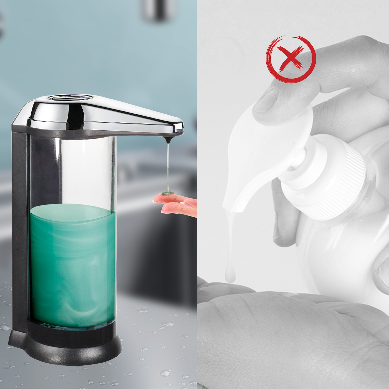Automatic Touchless Dispenser, Wall-Mounted Smart Pump for Kitchen and Bathroom, Multifunctional Liquid Soap Dispenser (Y200407)