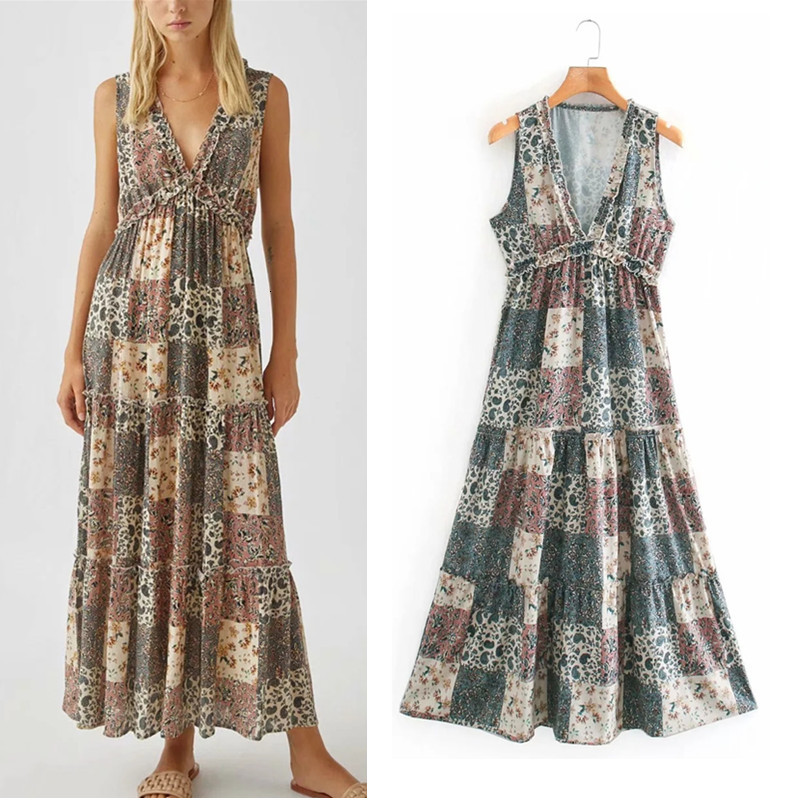 2021 New Women Summer Sleeveless Print Midi Dress Woman V-neck Patchwork Ruffle Beach Long Dresses Ladies Elastic Waistband V6ax
2021 New Women Summer Sleeveless Print Midi Dress Woman V-neck Patchwork Ruffle Beach Long Dresses Ladies Elastic Waistband V6ax