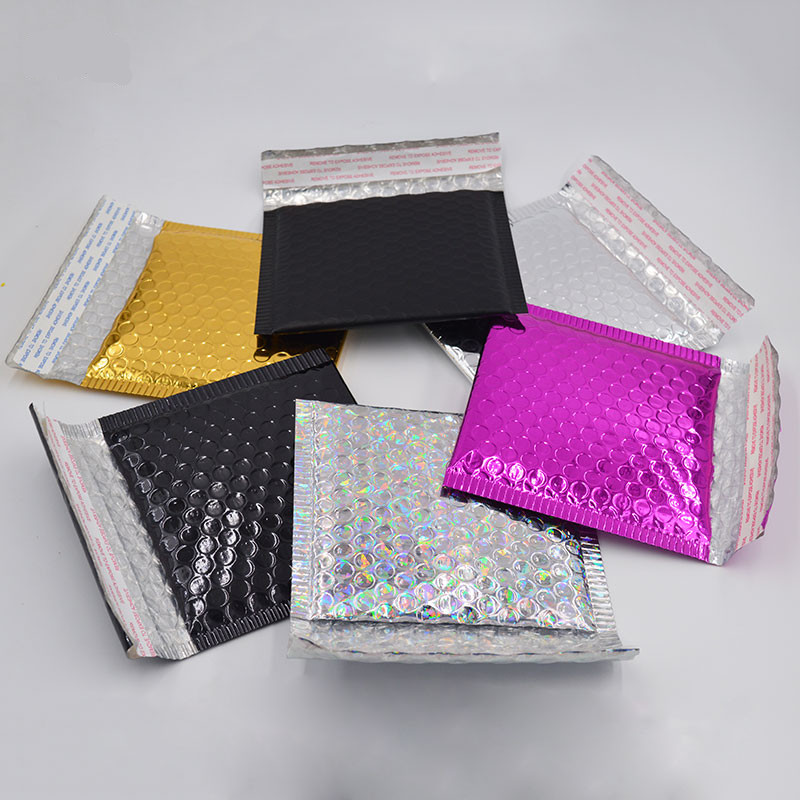 100pcs/lot 15*13cm small Gold Aluminized Foil metallic bubble mailer shipping bubble Padded Envelopes gold gift packaging bag