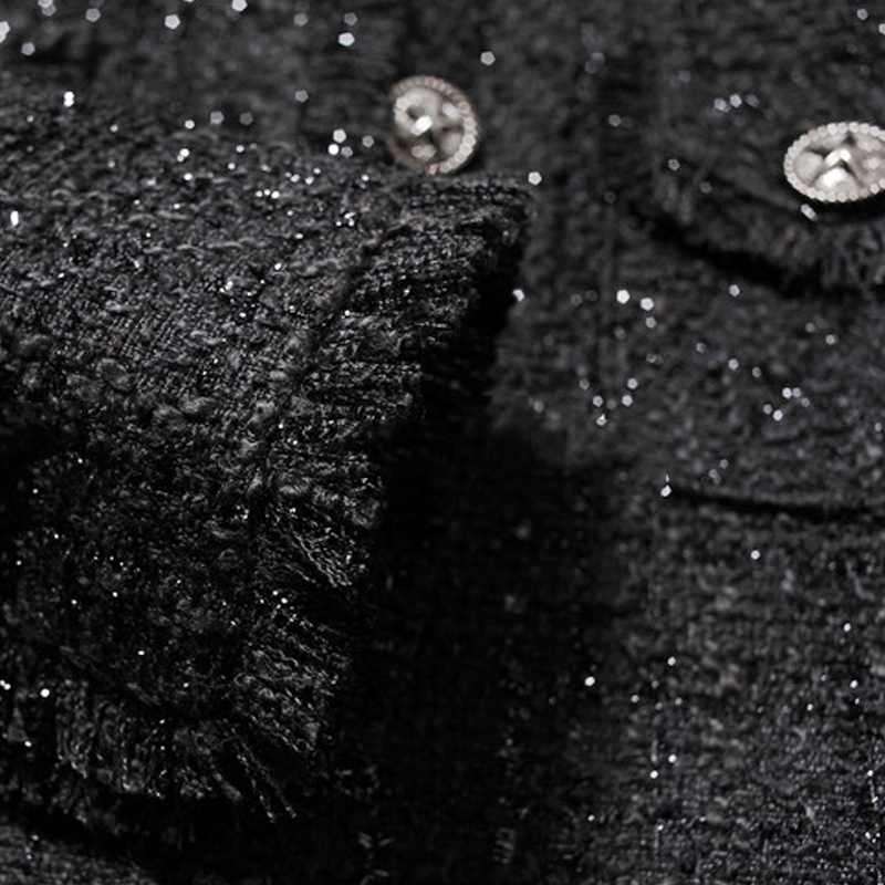 Black tweed women jacket spring / autumn / winterwomen's jacket coat classic coat new classic jacket Ladies 201017