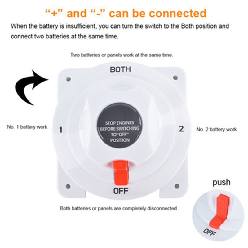 4 Way Selection Switch Selector Marine Switches Battery Engine Start on Off System for Boat RV Universal 6V-32V