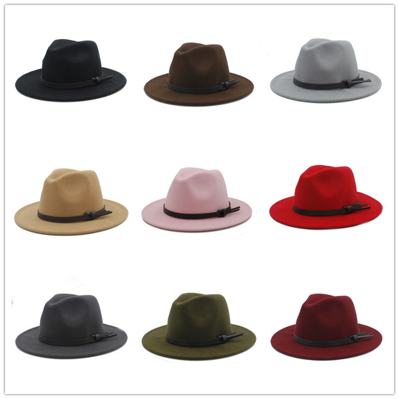 Women Men Wool Vintage Gangster Trilby Felt Fedora Hat With Wide Brim Gentleman Elegant Lady Winter Autumn Jazz Caps T200118