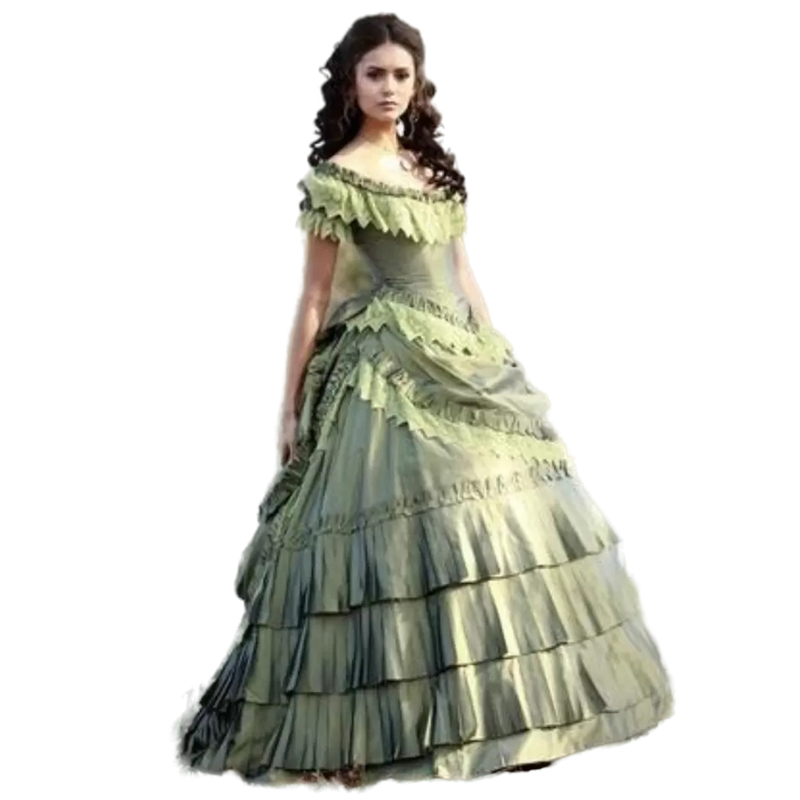 Retro Nina In Vampire Diary Vintage Evening Dresses 2024 Lace Tiered Ruffle Skirt Scoop Neck Gothic Ball Gown Taffeta Formal Masquerade Dress Prom Pag