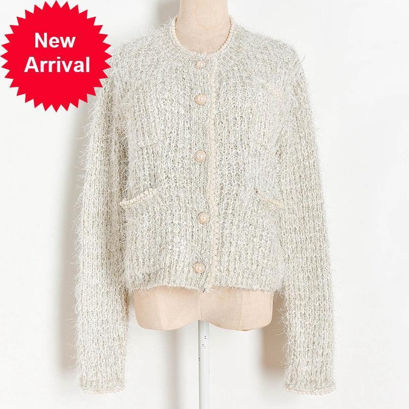 New Women' 2021 Luxury Winter Double Pockets Pearl Buckle Wool Beard Gold Mesh Sweater Top K9GJ, Beige
New Women' 2021 Luxury Winter Double Pockets Pearl Buckle Wool Beard Gold Mesh Sweater Top K9GJ, Beige