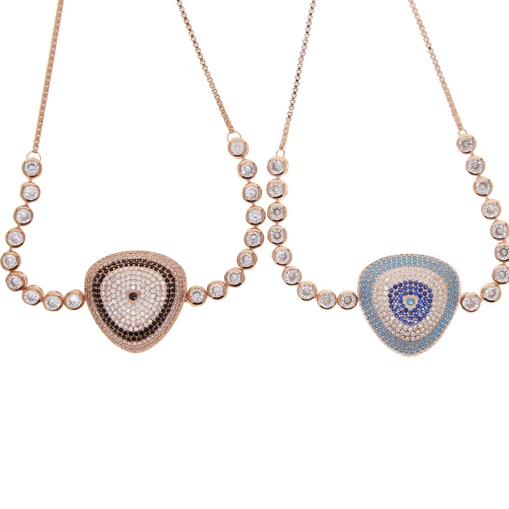 Rose Gold Color Adjustable Chain Greek Turkish Evil Eye Charm Bracelet For Women Men Party Christmas Kpop Gift Supplies Aesthetic Jewelry