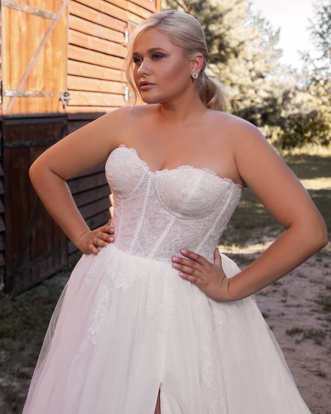 Plus Size Fashion Lace Wedding Dresses With Detachable Sleeves Sweetheart Neck A Line Bridal Gowns Sweep Train Side Split Robe De Marie