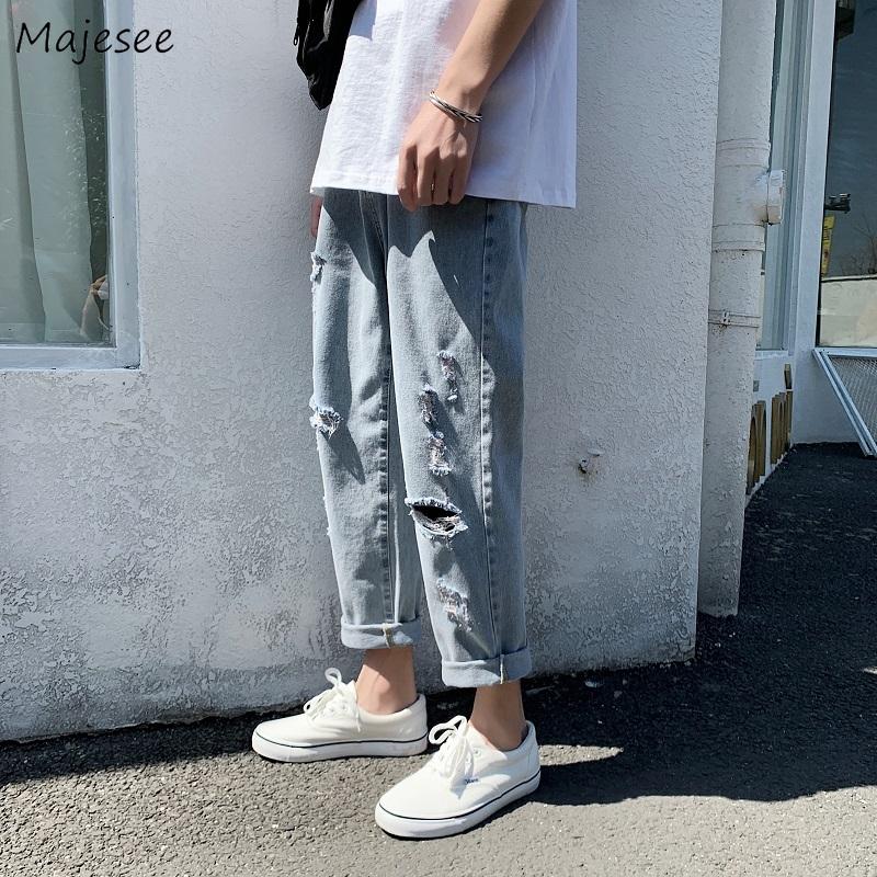 Men Jeans Straight Hole Loose Ankle Length Trendy Cool Teenagers Baggy Solid Harajuku Denim Trousers Punk Leisure Chic All-match, Dark blue
Men Jeans Straight Hole Loose Ankle Length Trendy Cool Teenagers Baggy Solid Harajuku Denim Trousers Punk Leisure Chic All-match, Dark blue