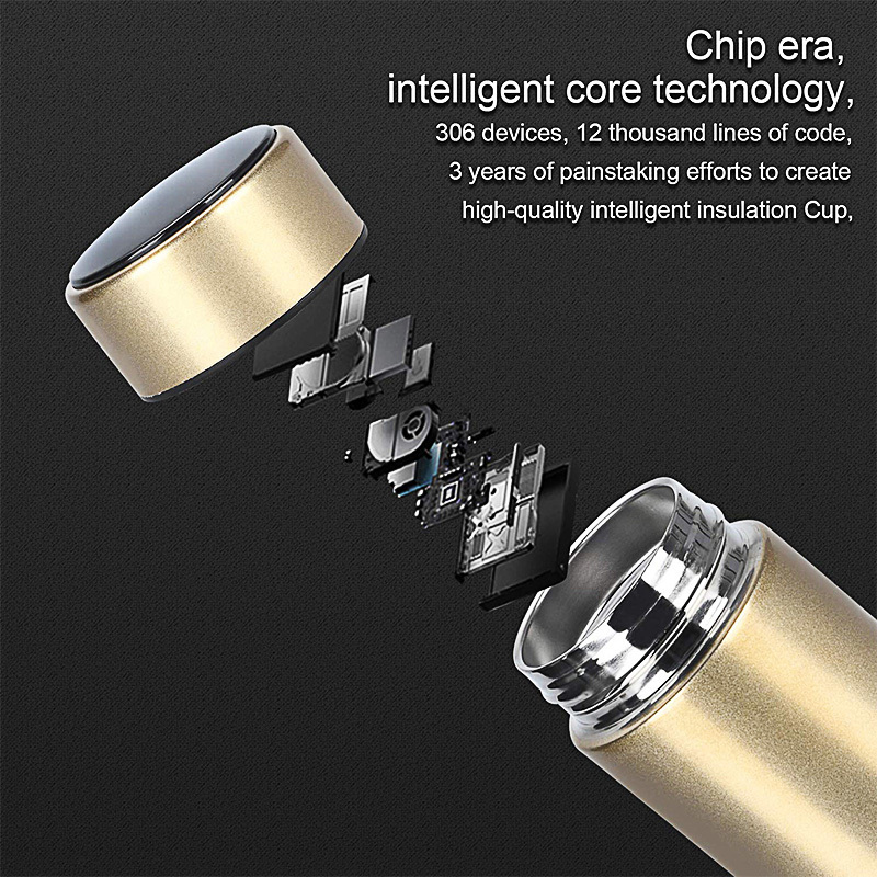 500ml Keep Water Bottle Thermal Thermos Temperature Display Vacuum Insulated Cup Stainless Steel Travel Coffee Mug Thermos Flask 201204