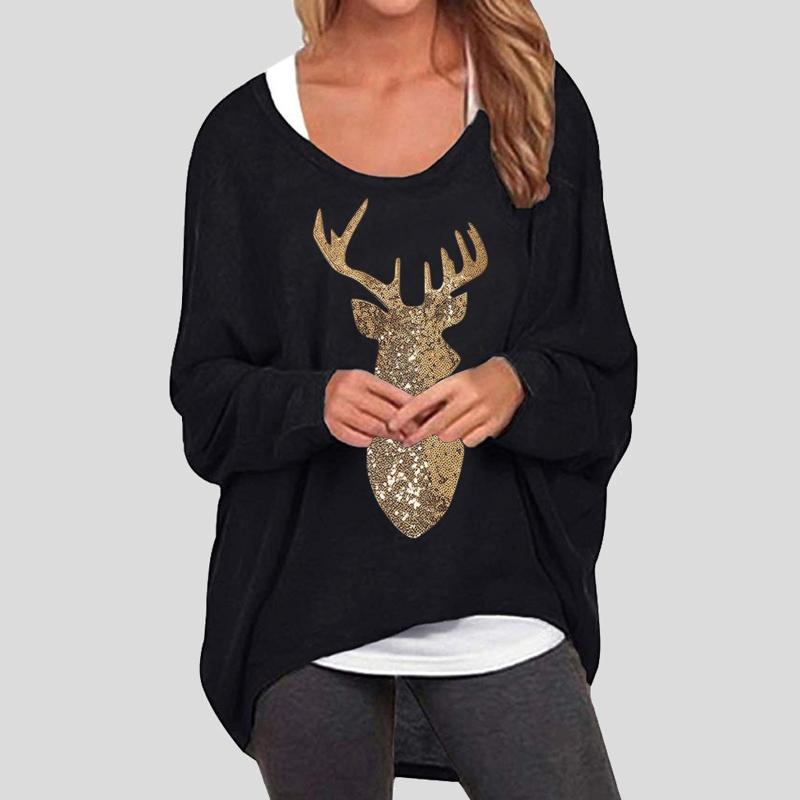 Women Tops And Bloues Casual Batwing Long Sleeve Off Shoulder Elk Print Baggy Tops Christmas Shirt Blusas Mujer De Moda 2020 @47, Black
Women Tops And Bloues Casual Batwing Long Sleeve Off Shoulder Elk Print Baggy Tops Christmas Shirt Blusas Mujer De Moda 2020 @47, Black