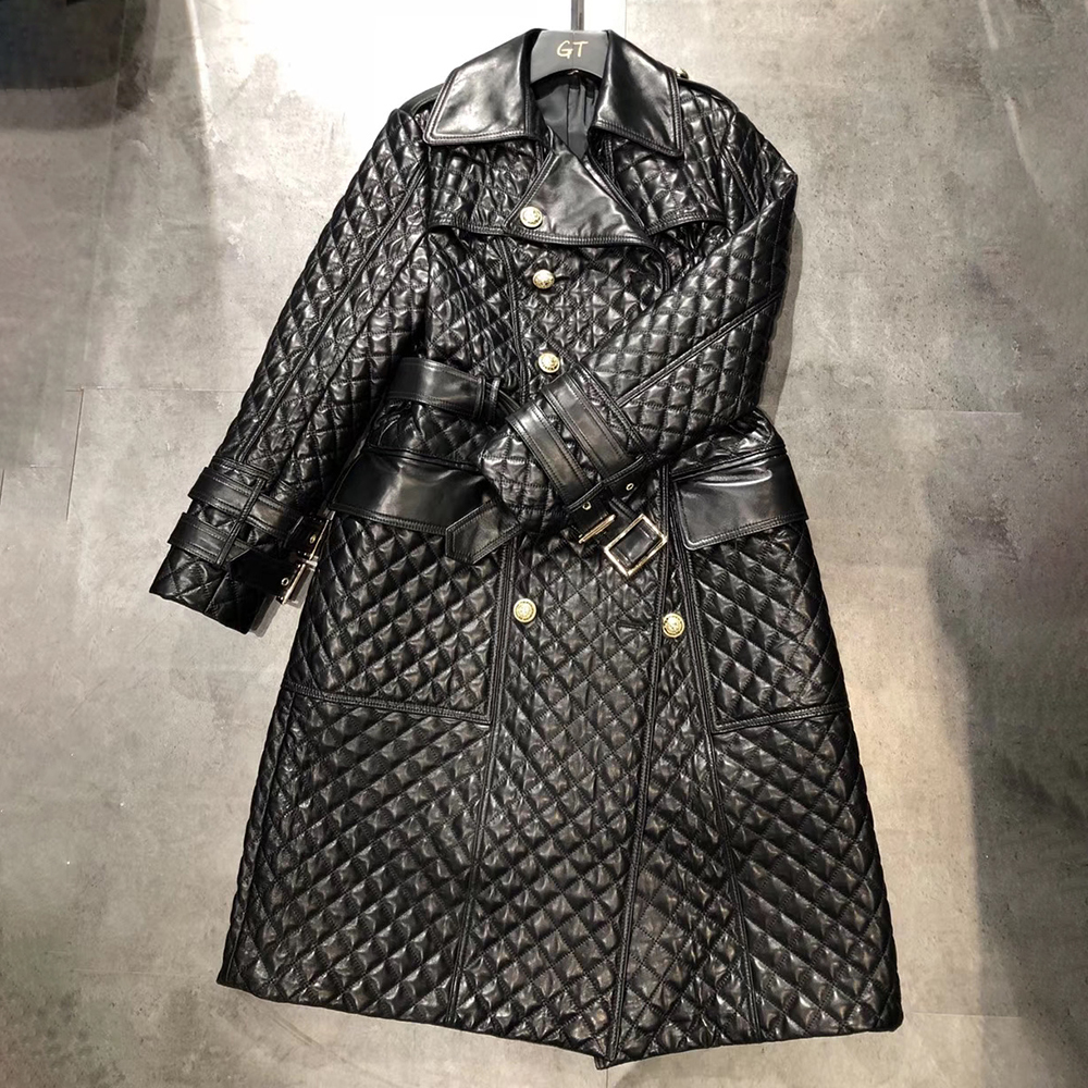 Genuine leather jacket women winter new fashion style sheepskin leather windbreaker over size 201020