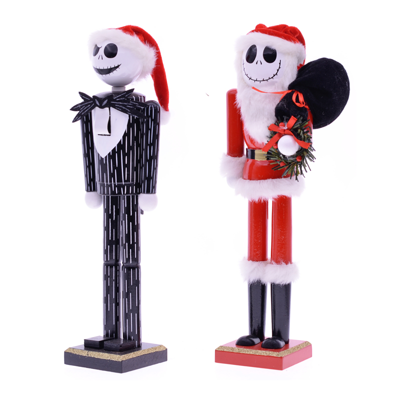 MYBLUE 35cm Vintage Wooden Skull Statue Nutcracker Sculpture Figurine Christmas Doll Ornaments Home Room Decoration Accessories LJ200903