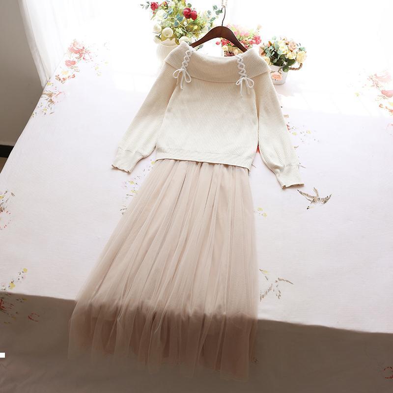 New beginning 2021 autumn retro sweater net thread skirt long suit elegant high 4 colour mesh dress of two parts y467 HSCI, Today
New beginning 2021 autumn retro sweater net thread skirt long suit elegant high 4 colour mesh dress of two parts y467 HSCI, Today