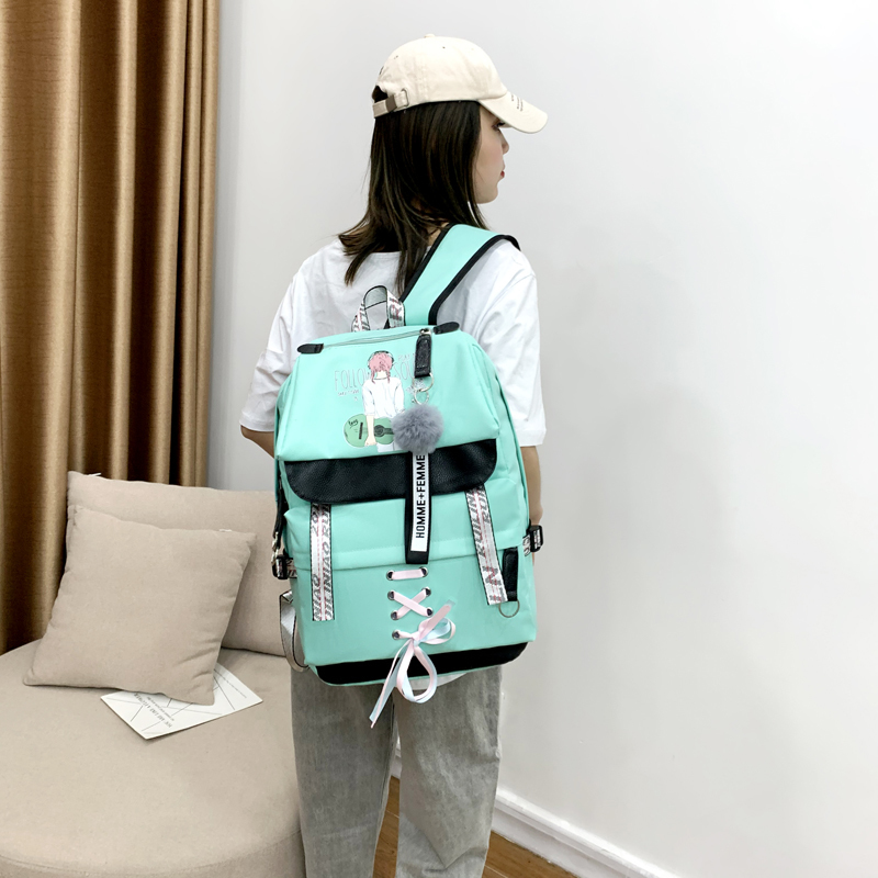 Large Green Backpacks Women School Backpack for Teenage Girls USB School Bag Canvas Middle Junior High College Student Bagpack LJ201029