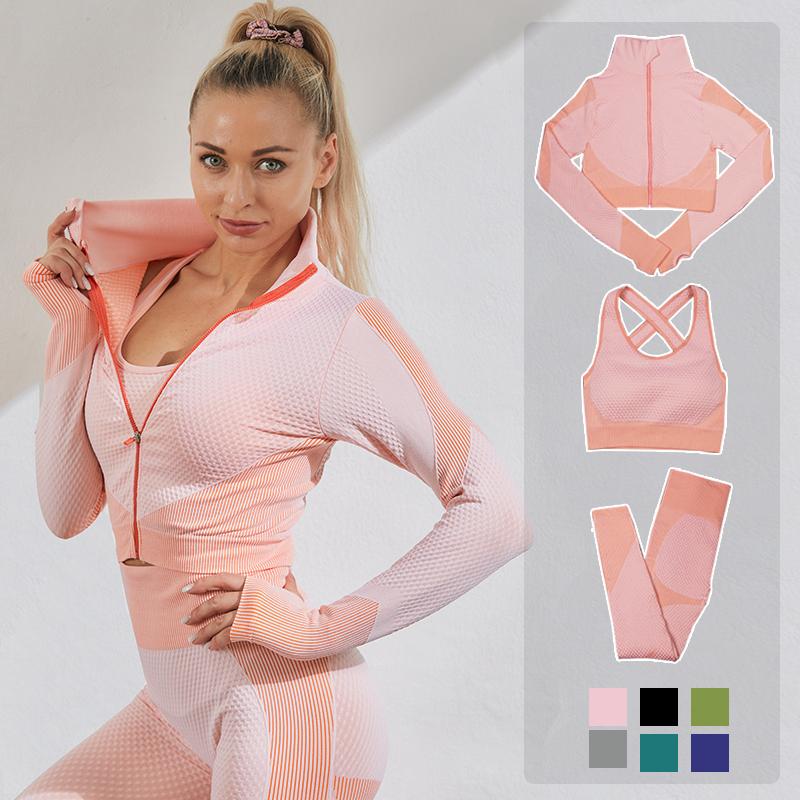 NORMOV 2/3Pcs Gym Set Women Yoga Clothing Sport Bra Zipper Long Sleeve Crop Top High Waist Leggings Sports Suit for Women, Pink set 2pcs
NORMOV 2/3Pcs Gym Set Women Yoga Clothing Sport Bra Zipper Long Sleeve Crop Top High Waist Leggings Sports Suit for Women, Pink set 2pcs