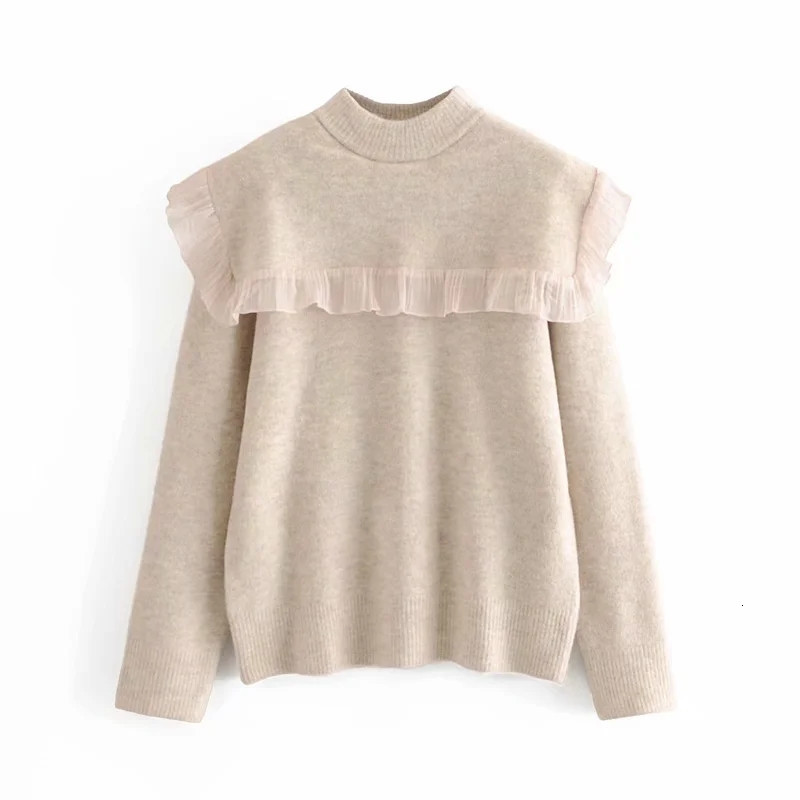 2021 New Knitted Women Organza Contrast Frill Appliqu Long Sleeve Loose Casual Winter Sweater Woman Pullovers 81pb, Khaki
2021 New Knitted Women Organza Contrast Frill Appliqu Long Sleeve Loose Casual Winter Sweater Woman Pullovers 81pb, Khaki