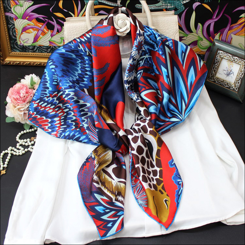 100% Mulberry-Silk Scarf HIGH-END Women's Scarves Hand Sewn Edges Scarfs Shawl Stole "The Three Graces"110CM*110CM
