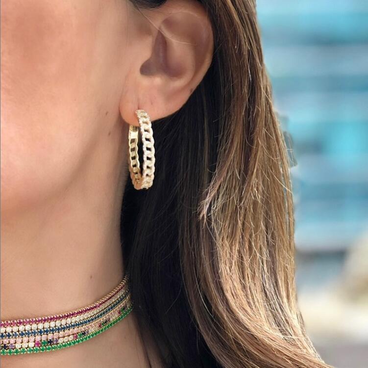 2021 New Design Iced Out Bling 5A Cubic Zirconia Paved Open Link Chain Circle Hoops Hiphop Punk CZ Cuban Chain Hoop Earring
2021 New Design Iced Out Bling 5A Cubic Zirconia Paved Open Link Chain Circle Hoops Hiphop Punk CZ Cuban Chain Hoop Earring