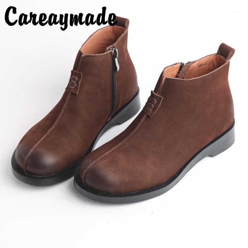Careaymade-New Retro Genuine Leather literature and art round toe flat bottomed short boots for women pure handmade boots1, Brown
Careaymade-New Retro Genuine Leather literature and art round toe flat bottomed short boots for women pure handmade boots1, Brown
