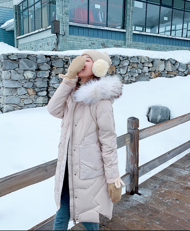 Winter coat ins super fire winter wear big hair collar down cotton-padded jacket women's long style versatile 201128