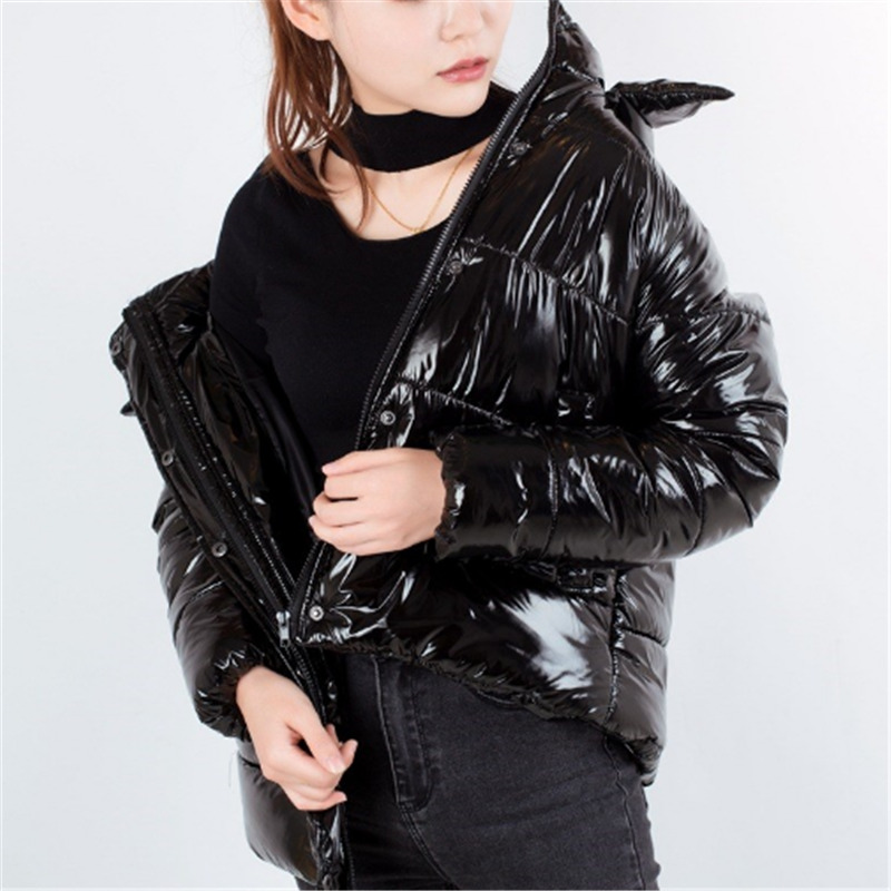 Bubble Coat Winter Jacket Women Hooded Shiny Padded Jacket Black Parka Ladies Fashion Quilted Glossy Jackets Women Overcoat 2020 T200114